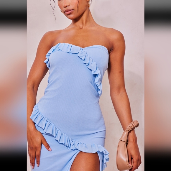 Pretty Little Thing Blue Ruffle Dress - Picture 3 of 6